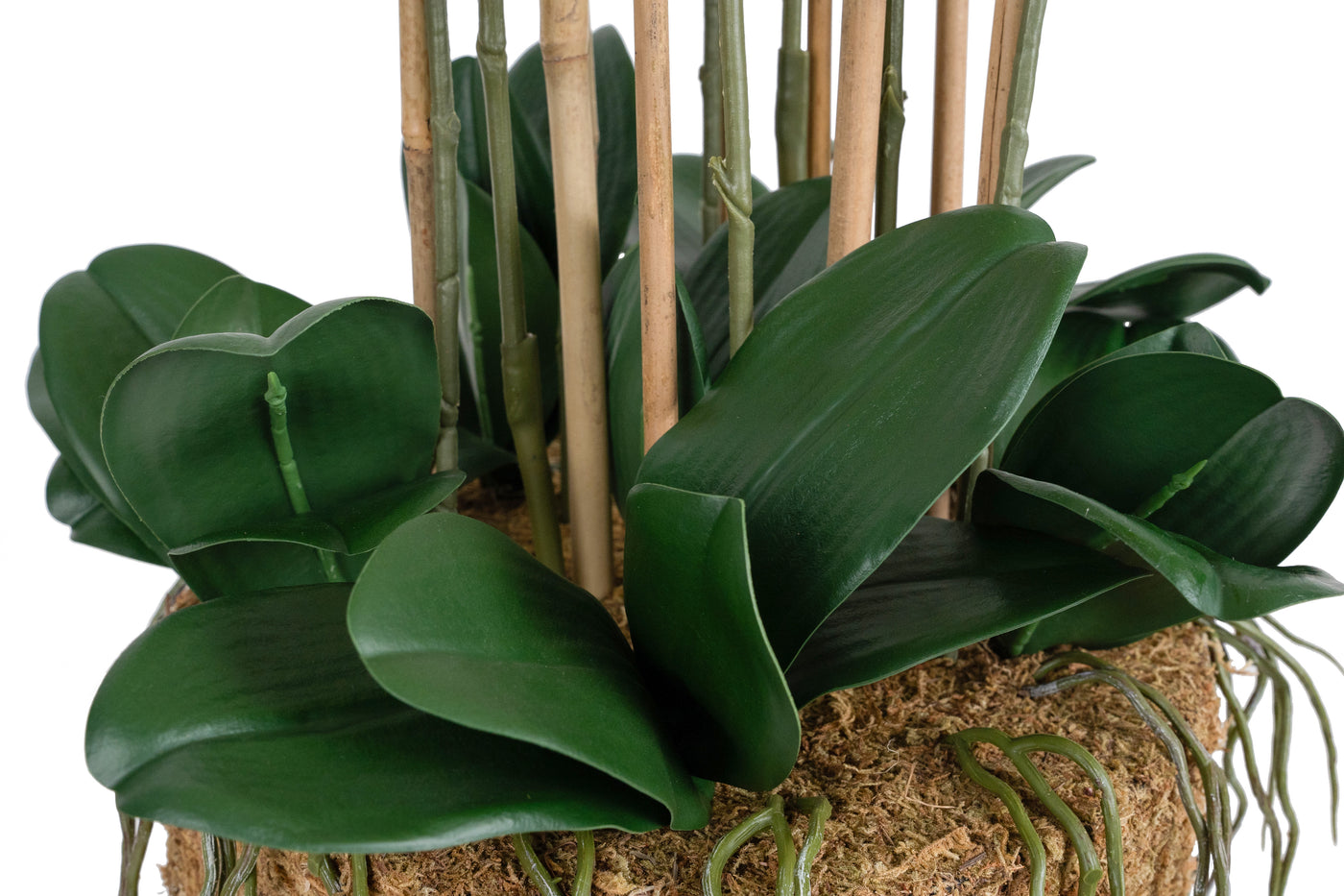 Orhidee artificiala verde cu aspect natural H90 cm cu 9 tulpini