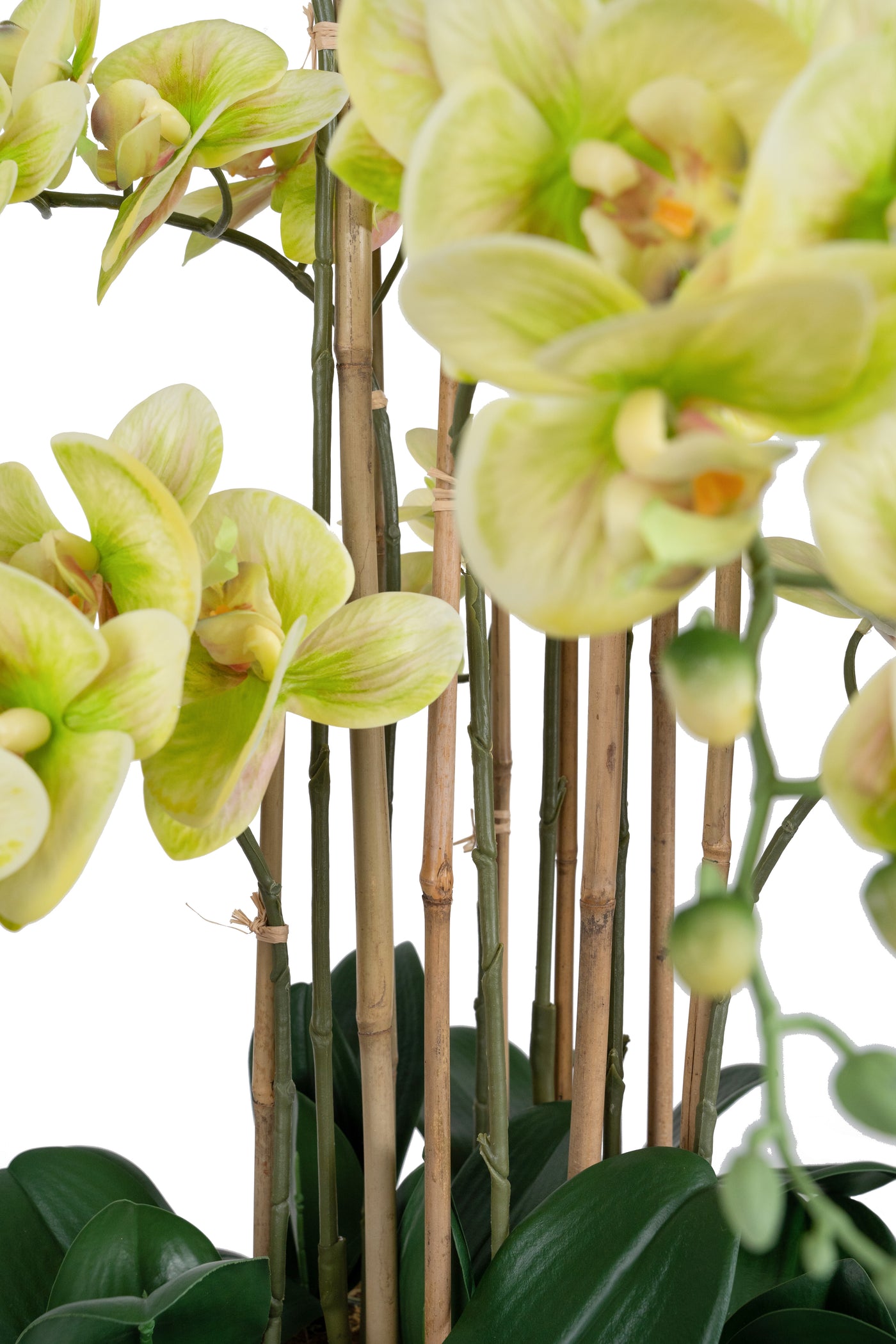 Orhidee artificiala verde cu aspect natural H90 cm cu 9 tulpini