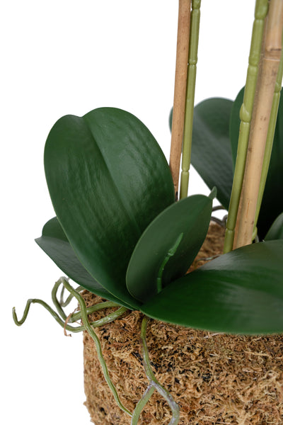 Orhidee artificiala verde cu galben cu aspect natural H61 cm cu 3 tulpini