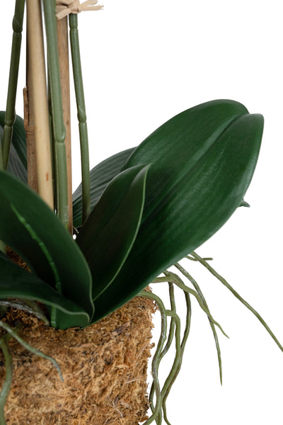 Orhidee artificiala verde cu grena cu aspect natural H68 cm cu 9 tulpini