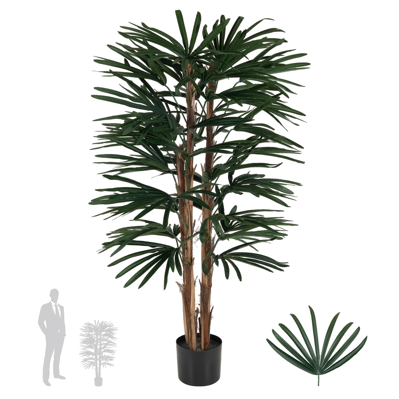 Palm artificial H110cm Rhapis excelsa cu 30 frunze cu protectie UV