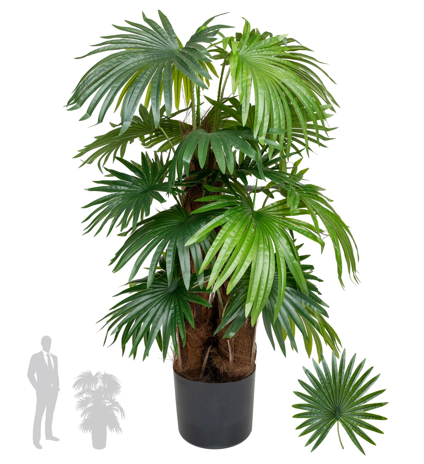 Palm artificial H130cm Chamaerops humilis cu 21 frunze