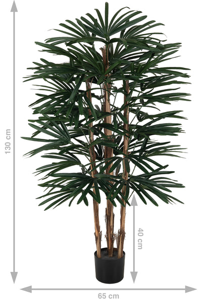 Palm artificial H130cm Rhapis excelsa cu 50 frunze cu protectie UV