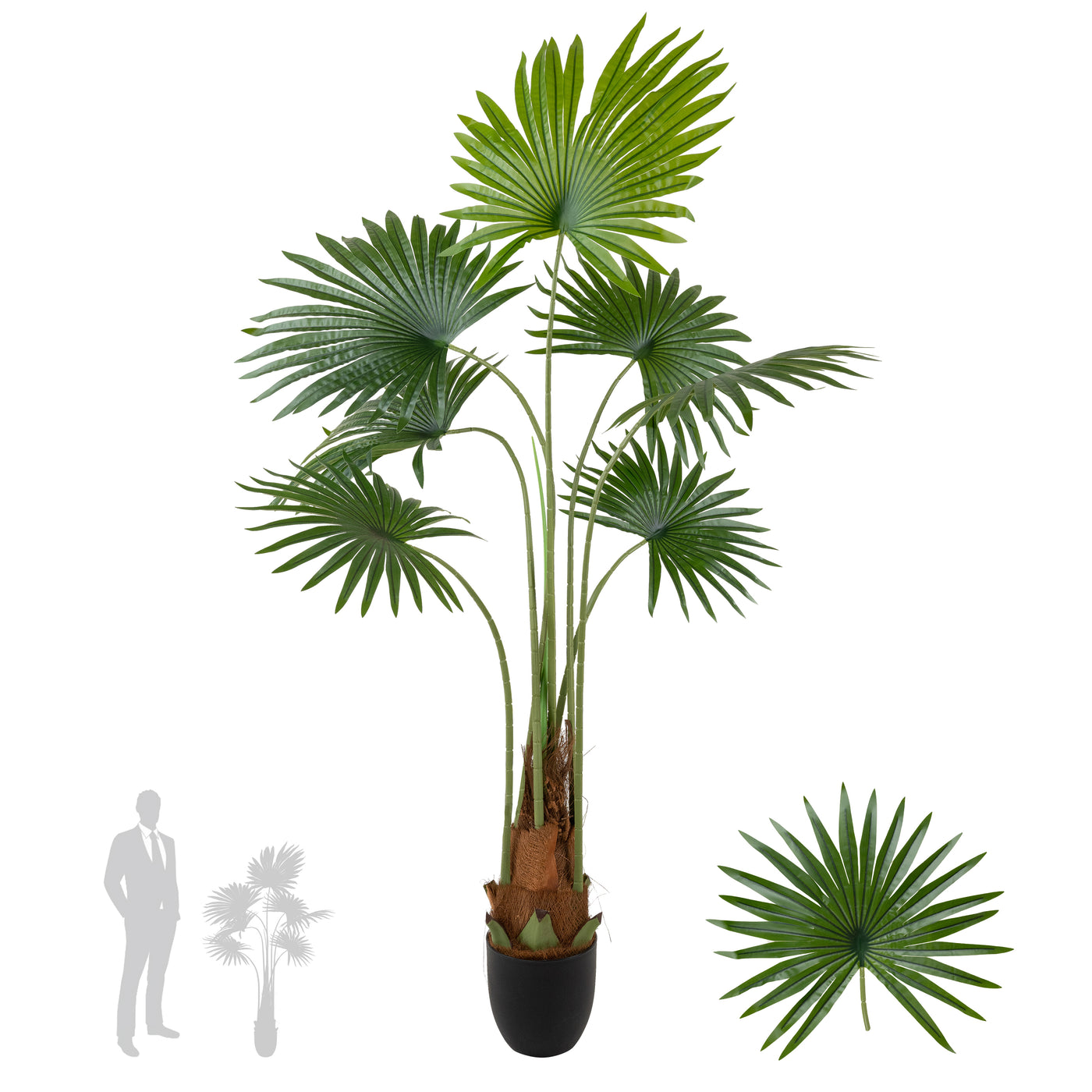 Palm artificial H140cm Washingtonia robusta cu 7 frunze