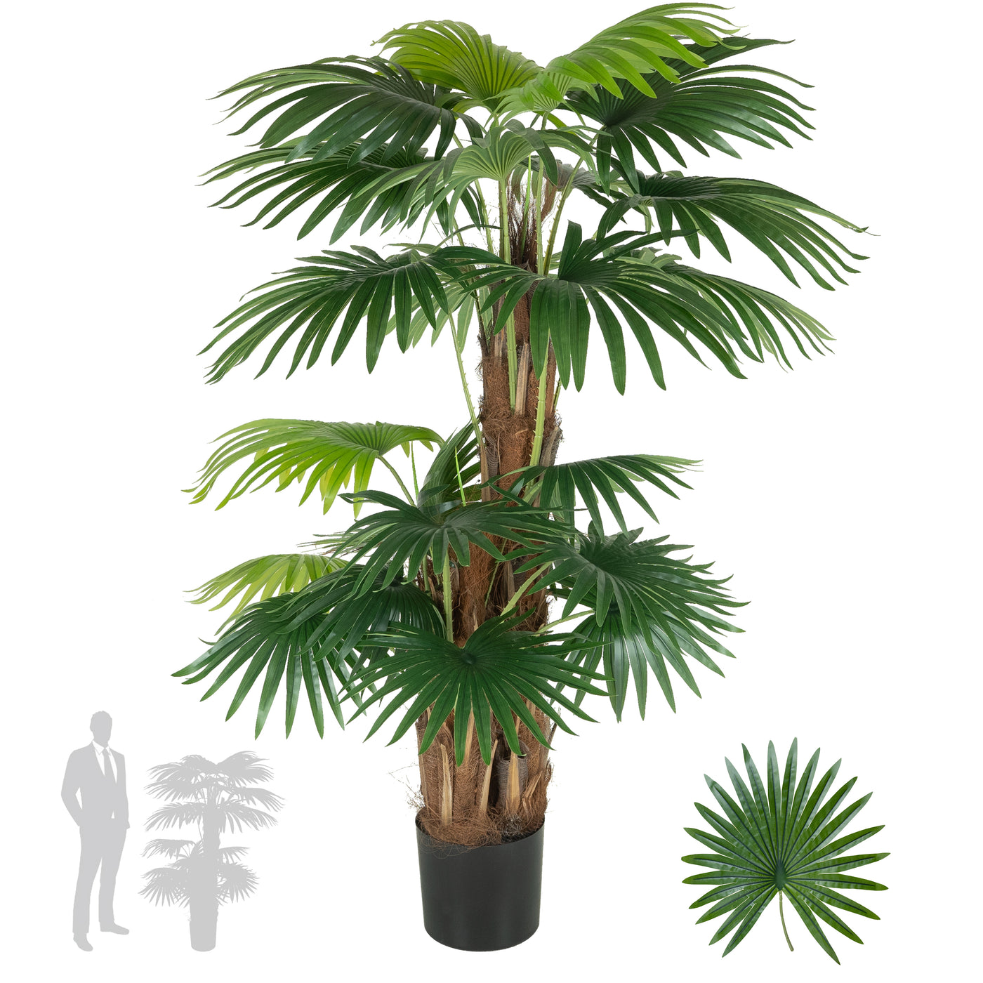 Palm artificial H150cm Chamaerops humilis cu 24 frunze