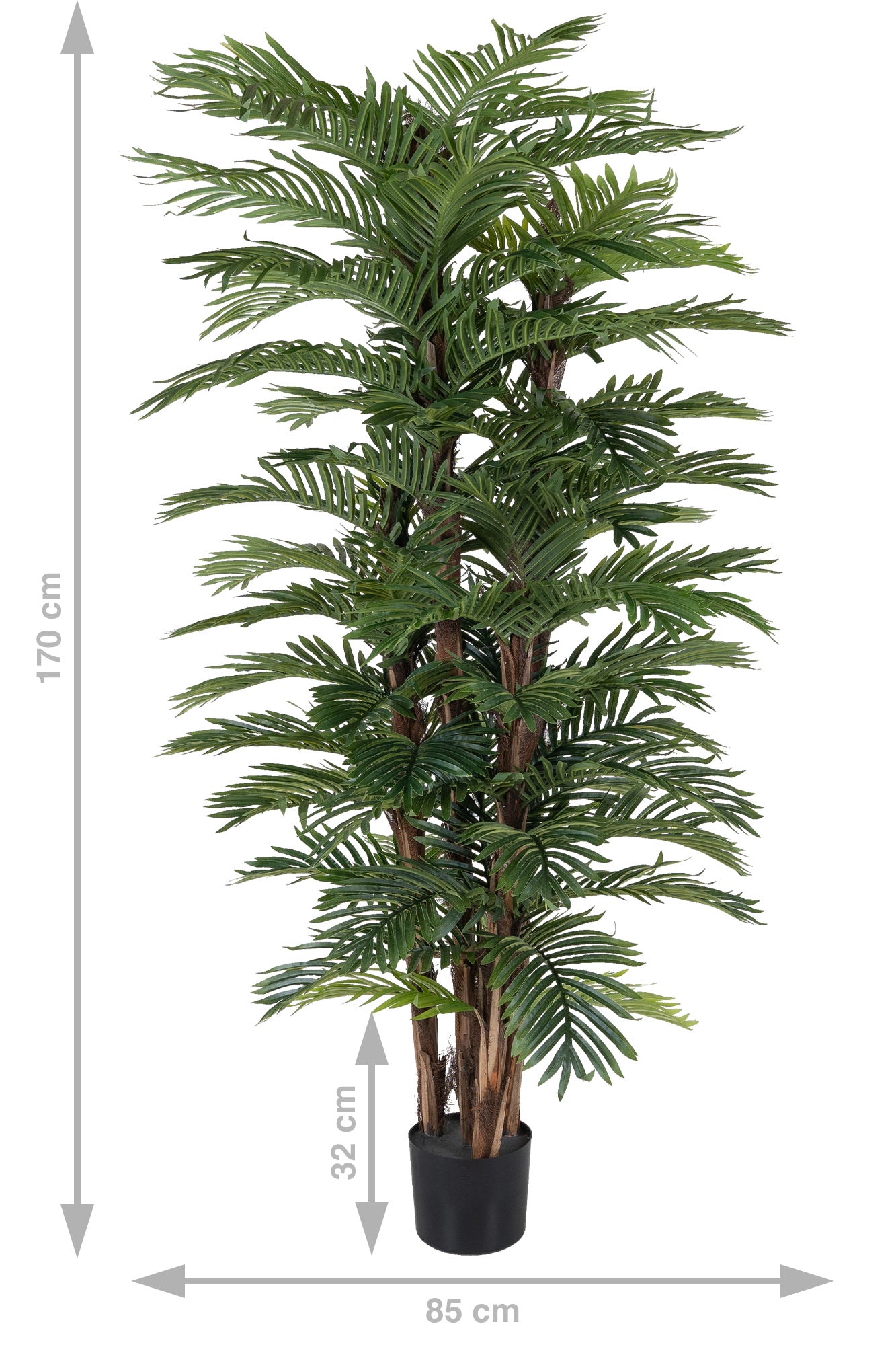 Palm artificial H170cm Areca cu 4 tulpini si 84 frunze