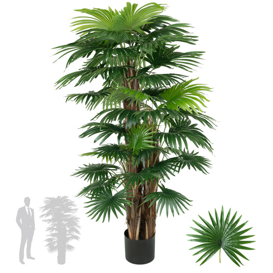 Palm artificial H180cm Chamaerops humilis cu 48 frunze