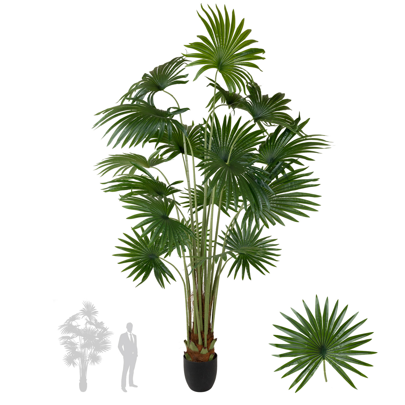 Palm artificial H200cm Washingtonia robusta cu 18 frunze