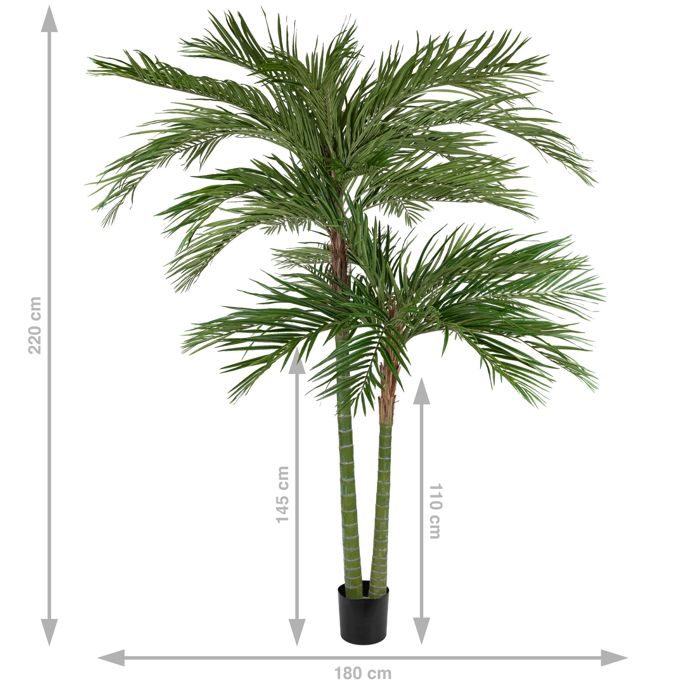 Palm artificial H220cm Areca De Luxe cu 2 trunchiuri