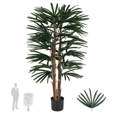 Palmier artificial H110cm Rhapis excelsa cu 35 frunze cu protectie UV