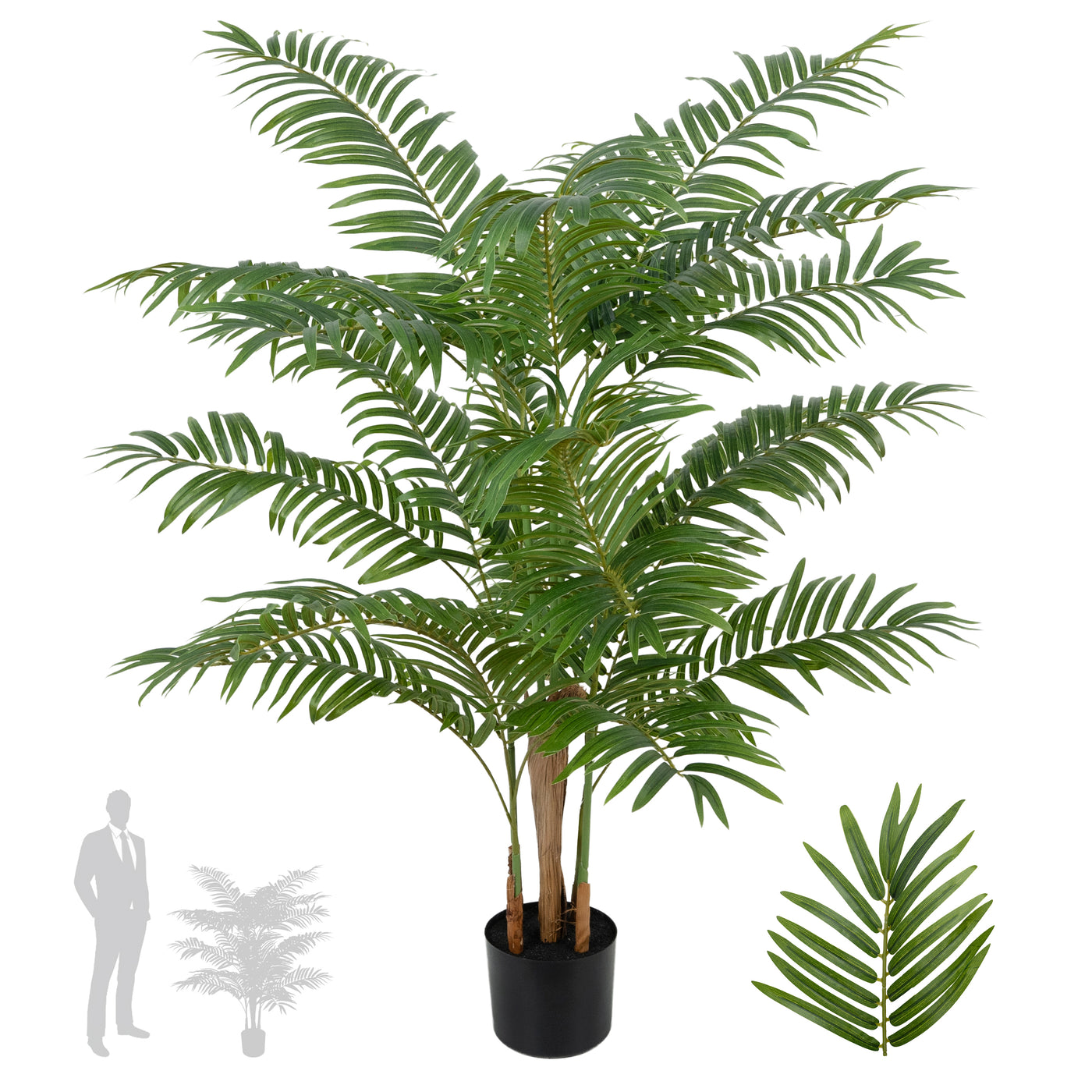 Palmier artificial H130cm Areca cu 7 tulpini si 7 frunze