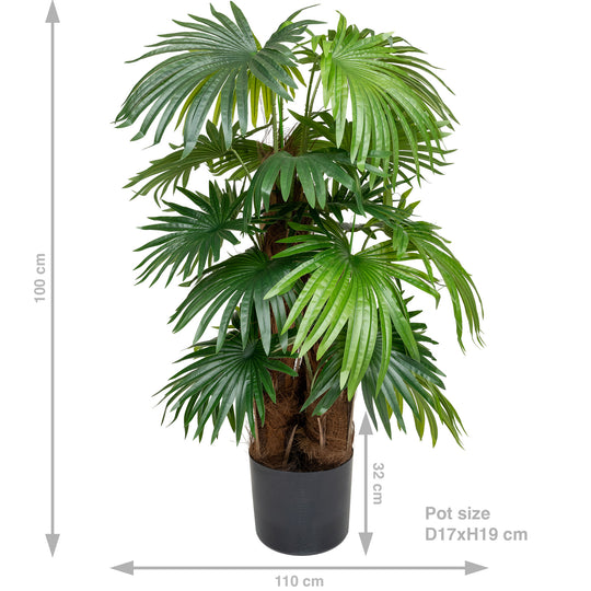 Palmier artificial H130cm Chamaerops humilis cu 21 frunze