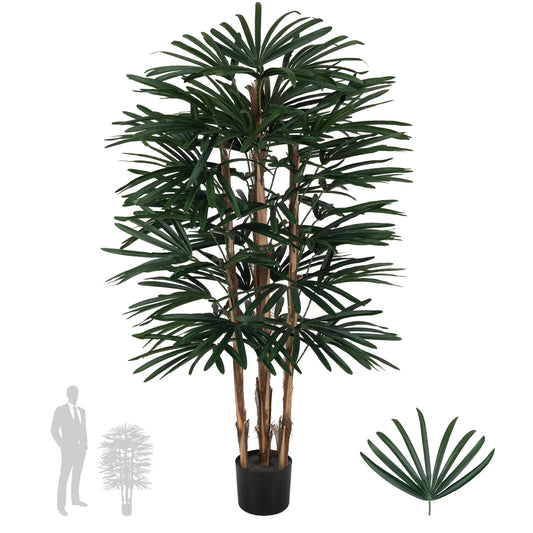 Palmier artificial H130cm Rhapis excelsa cu 50 frunze cu protectie UV