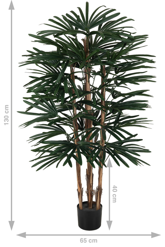 Palmier artificial H130cm Rhapis excelsa cu 50 frunze cu protectie UV