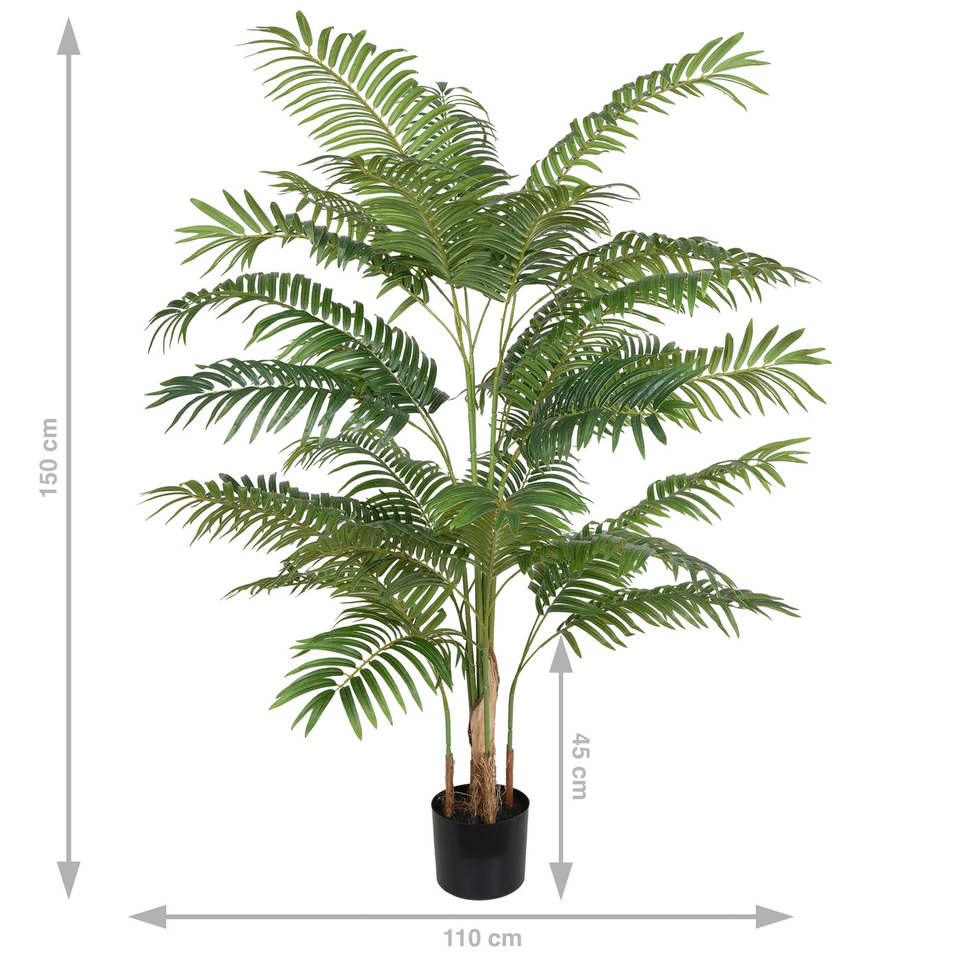 Palmier artificial H150cm Areca cu 10 tulpini si 10 frunze