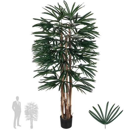 Palmier artificial H150cm Rhapis excelsa cu 60 frunze cu protectie UV