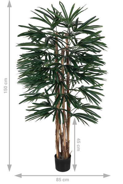 Palmier artificial H150cm Rhapis excelsa cu 60 frunze cu protectie UV