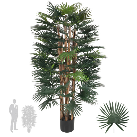 Palmier artificial H150cm Rhapis excelsa cu 86 frunze cu protectie UV