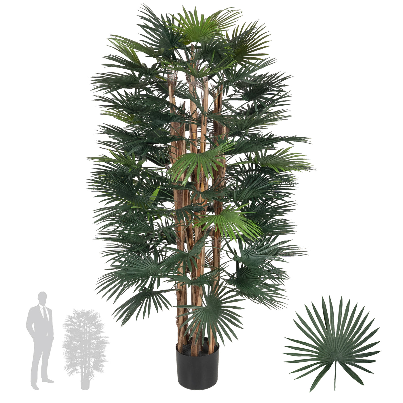 Palmier artificial H150cm Rhapis excelsa cu 86 frunze cu protectie UV