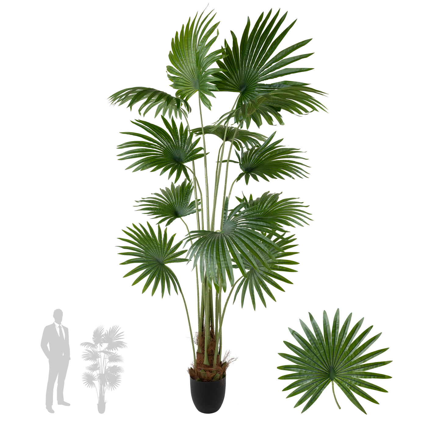 Palmier artificial H160cm Washingtonia robusta cu 12 frunze cu protectie UV