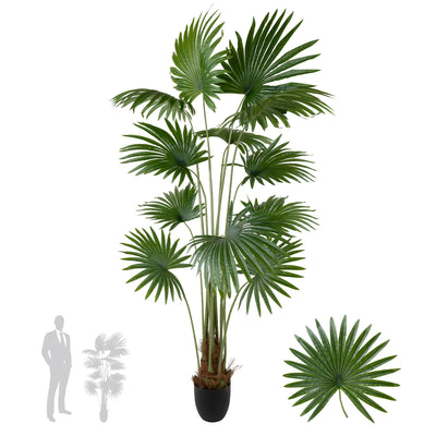 Palmier artificial H160cm Washingtonia robusta cu 12 frunze cu protectie UV
