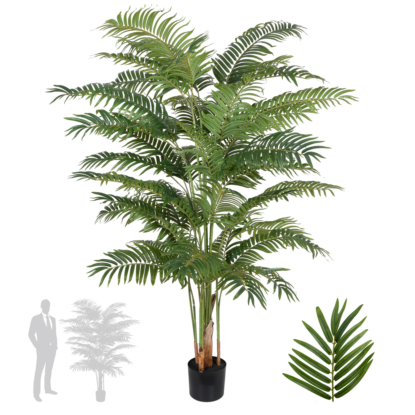 Palmier artificial H180cm Areca cu 15 tulpini si 15 frunze