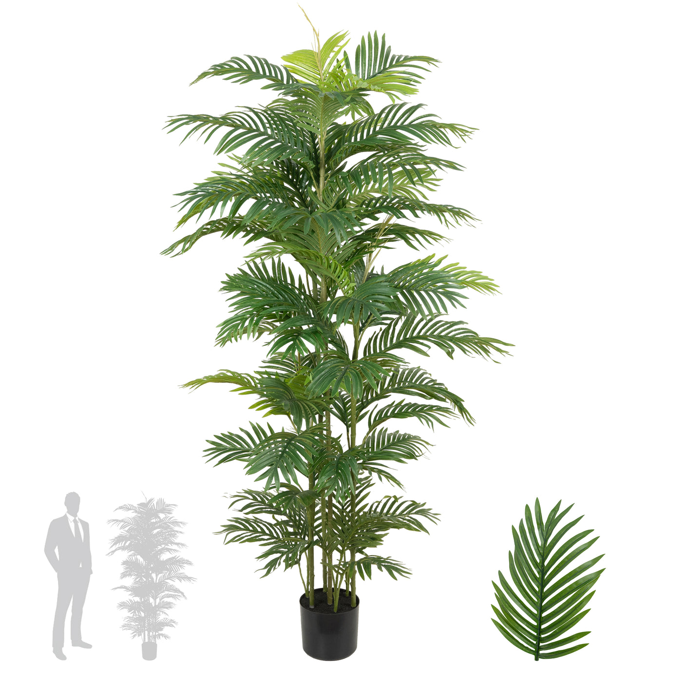 Palmier artificial H180cm Areca mini cu 7 tulpini si 69 frunze