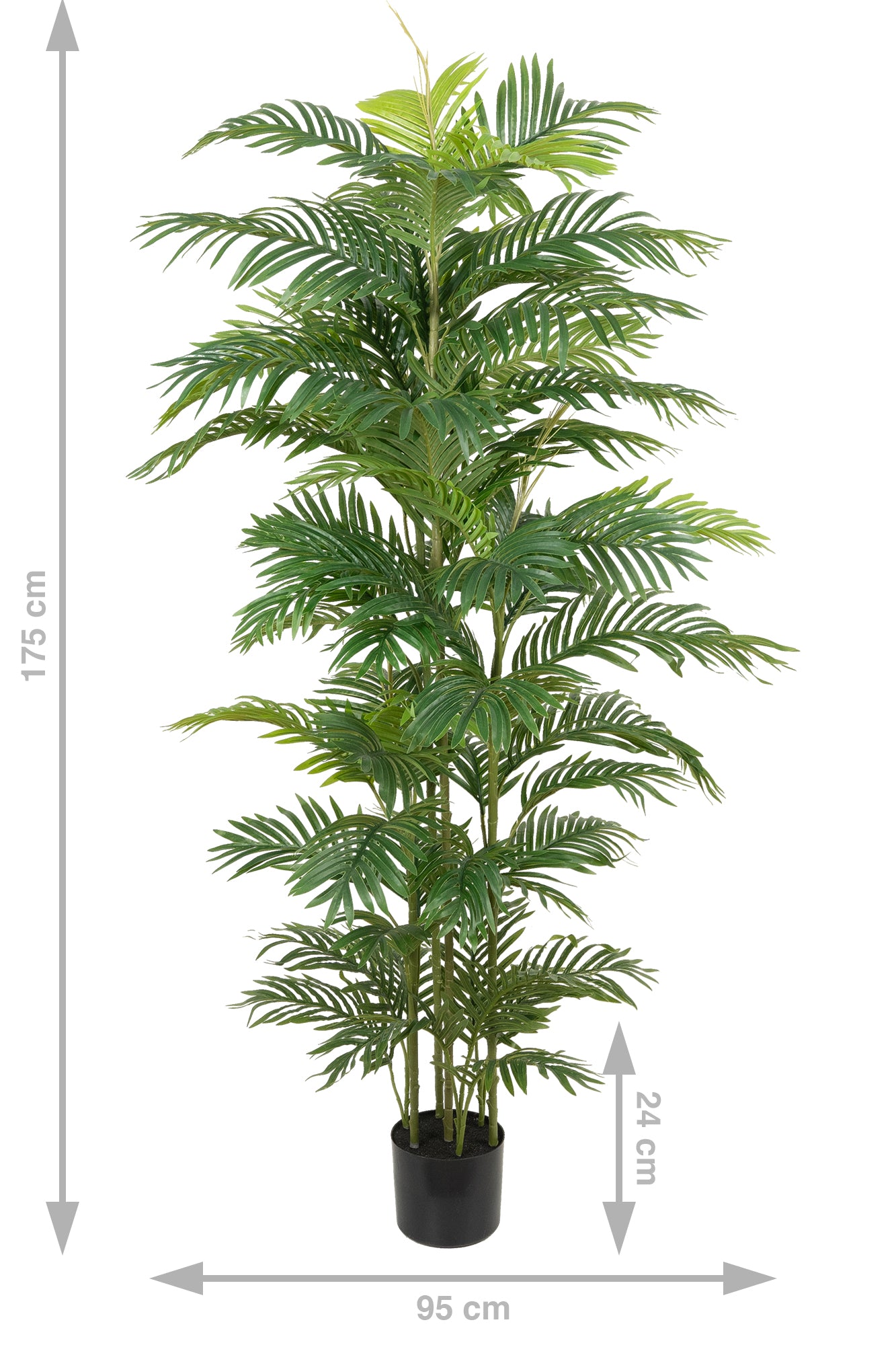 Palmier artificial H180cm Areca mini cu 7 tulpini si 69 frunze