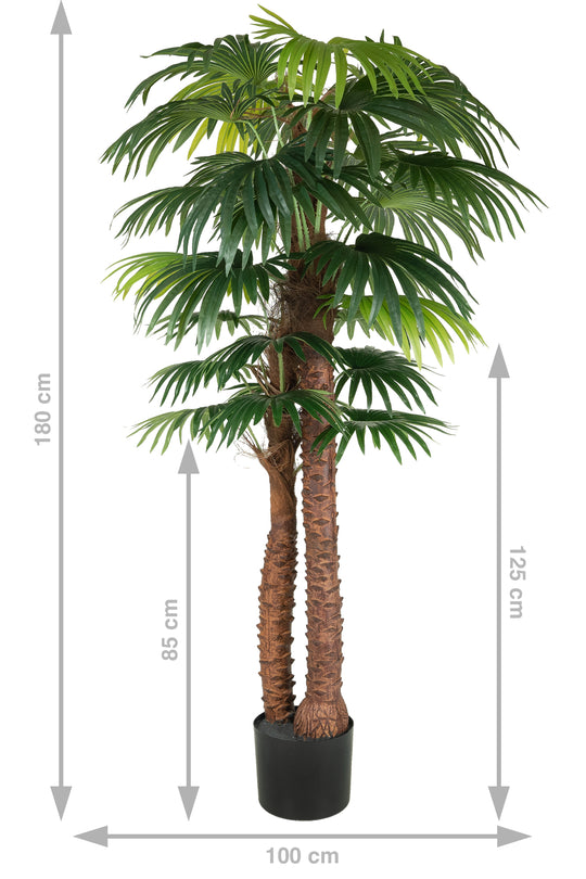 Palmier artificial H180cm Chamaerops humilis cu 2 tulpini si 28 frunze