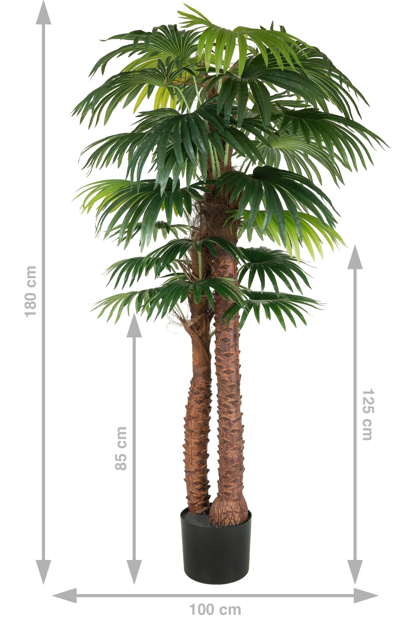 Palmier artificial H180cm Chamaerops humilis cu 2 tulpini si 28 frunze