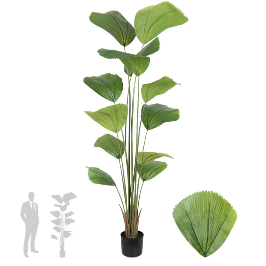 Palmier artificial H180cm Licuala cu 12 tulpini si 12 frunze