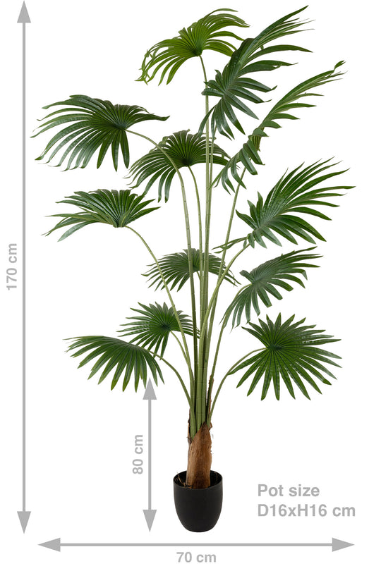 Palmier artificial H200cm Washingtonia cu 12 frunze cu protectie UV