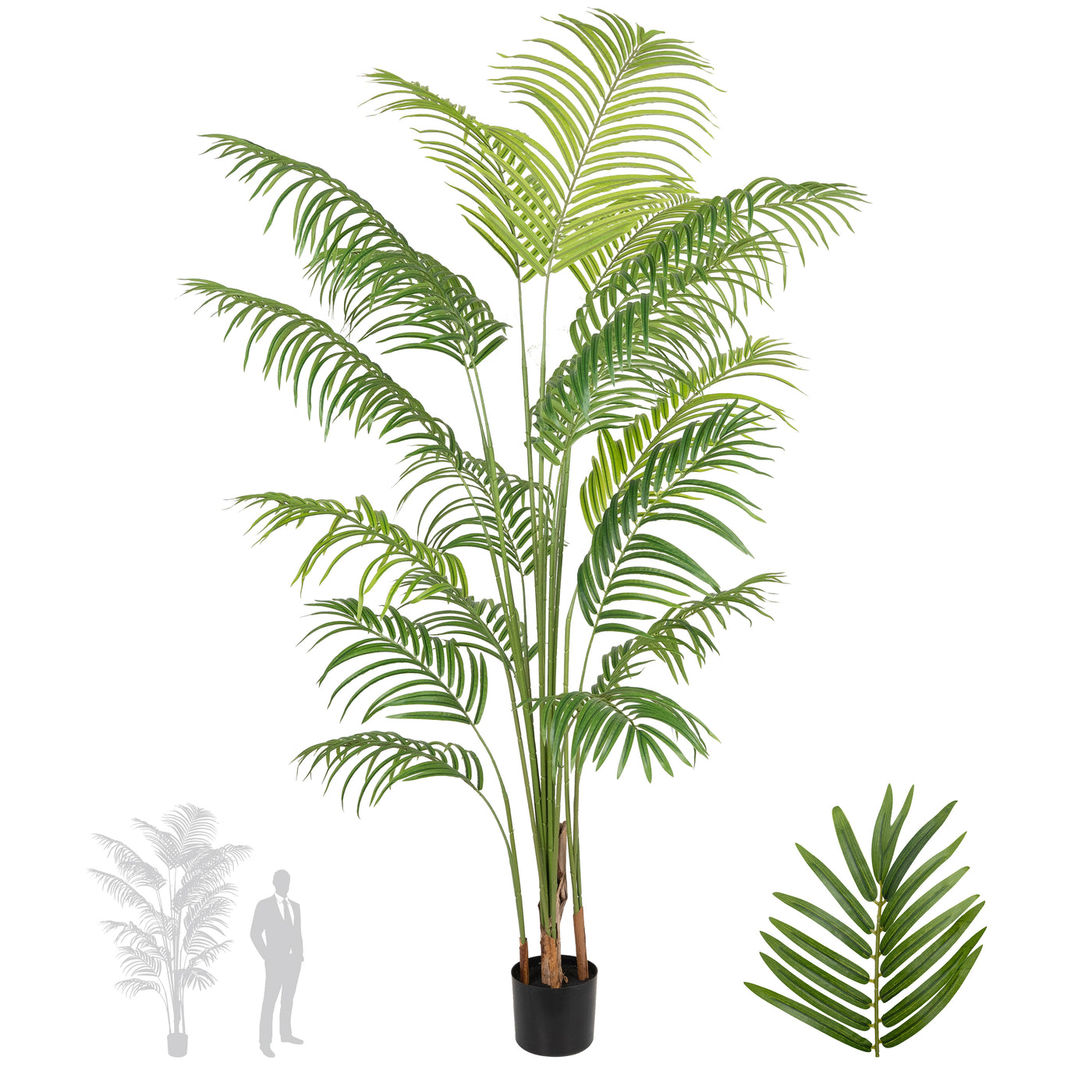 Palmier artificial H210cm Lady palm cu 18 tulpini si 18 frunze