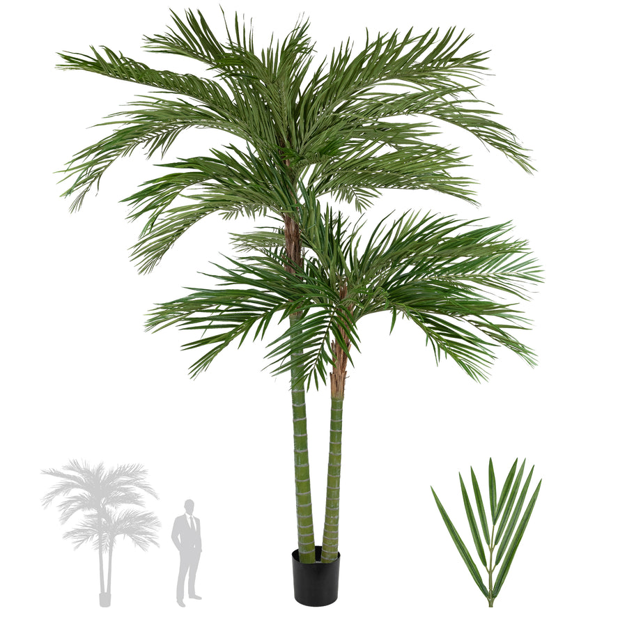 Palmier artificial H220cm Areca De Luxe cu 2 trunchiuri