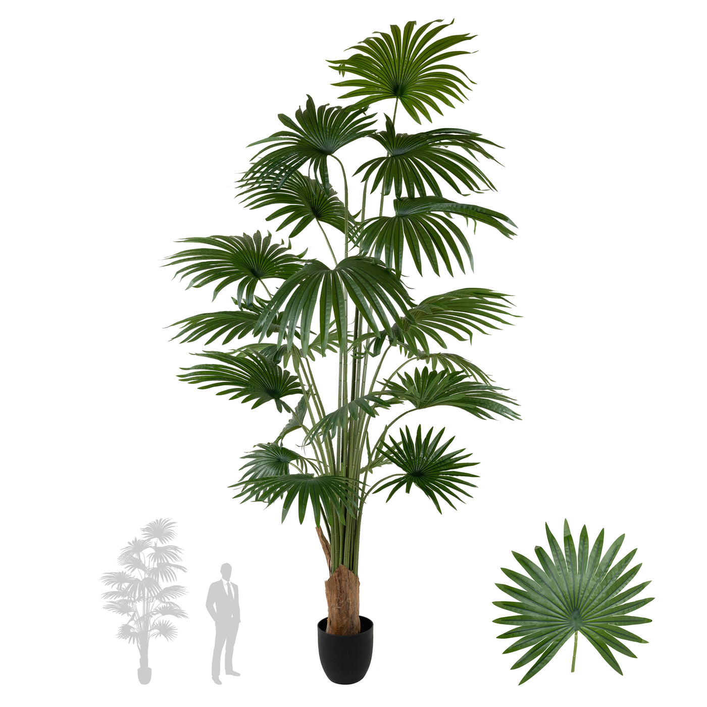 Palmier artificial H220cm Washingtonia cu 20 frunze cu protectie UV