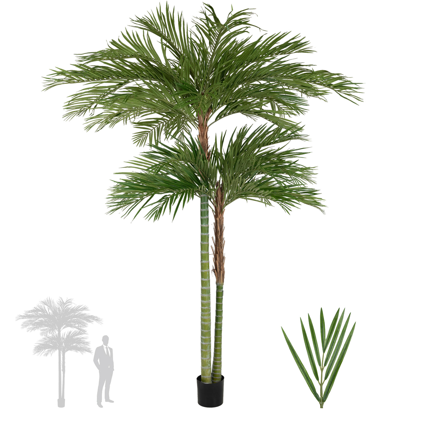 Palmier artificial H240cm Areca De Luxe cu 2 trunchiuri