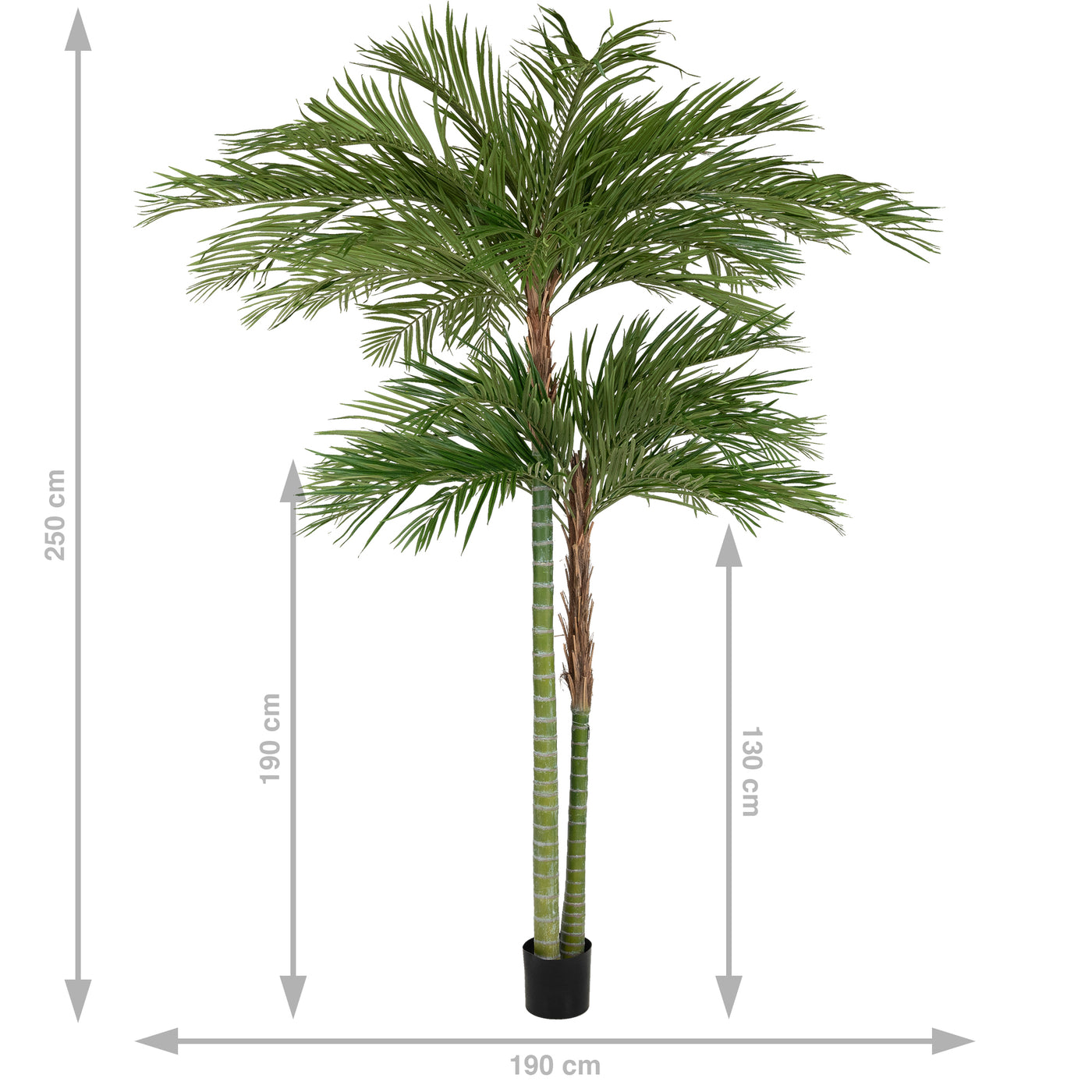 Palmier artificial H240cm Areca De Luxe cu 2 trunchiuri