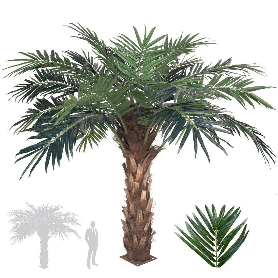 Palmier artificial H240cm Phoenix exotic cu trunchi natural. coroana D350cm cu protectie UV