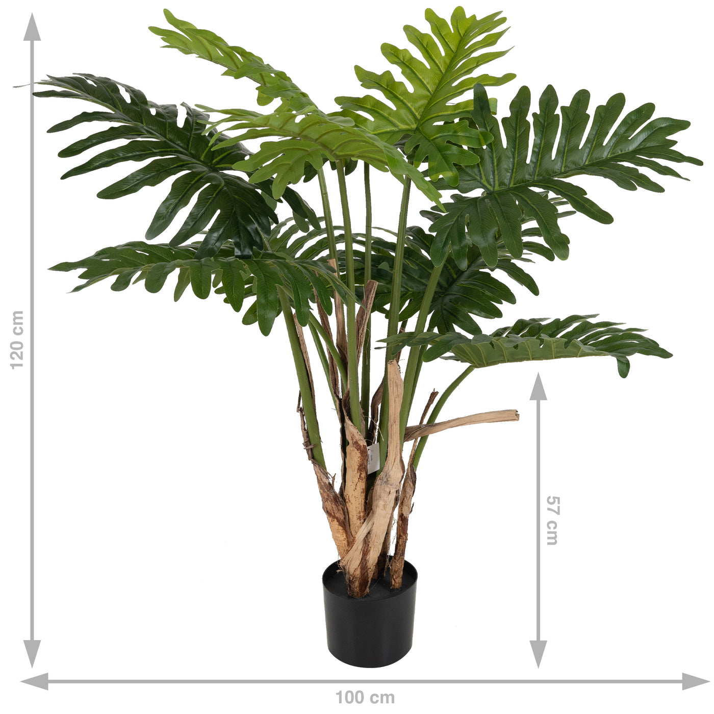 Planta artificiala H120cm Philodendron cu 11 frunze