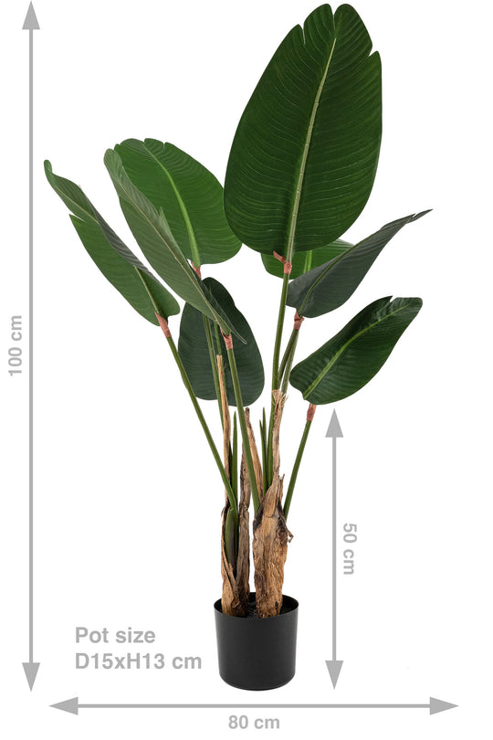 Planta artificiala H120cm Strelitzia nicolai cu 8 frunze