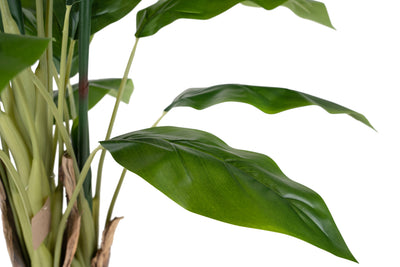 Planta artificiala H120cm Strelitzia reginae cu 20 frunze si 2 flori