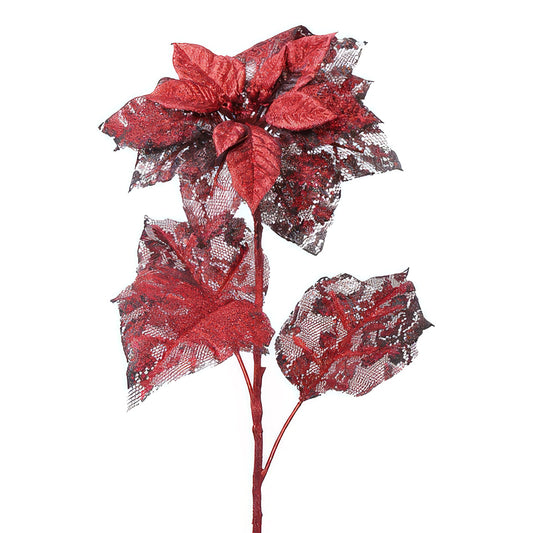 Poinsettia artificiala D16xH53 cm rosu
