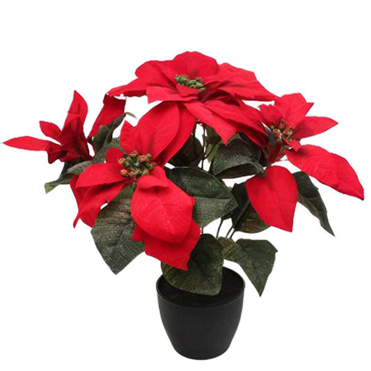 Poinsettia artificiala rosie H30 cm HO