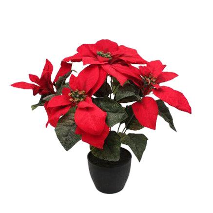 Poinsettia artificiala rosie H30 cm HO