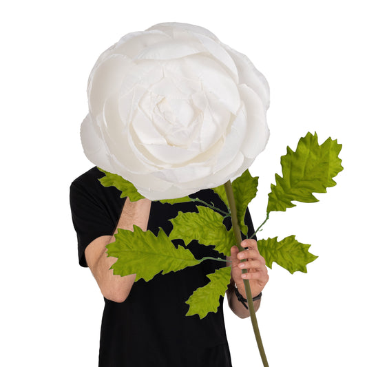 Ranunculus artificial D22xH100 cm alb cu tulpina gigant L fara suport