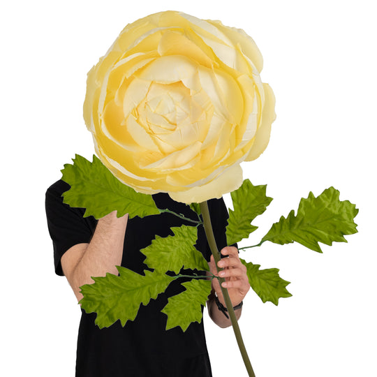 Ranunculus artificial D22xH100 cm galben cu tulpina gigant L fara suport