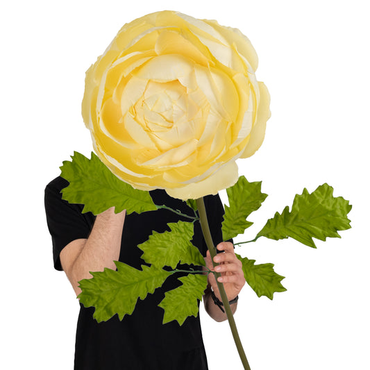 Ranunculus artificial D22xH100 cm galben cu tulpina gigant L fara suport