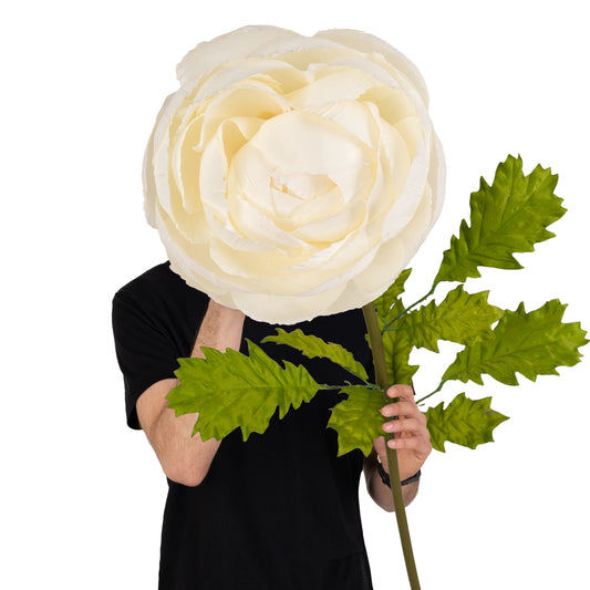 Ranunculus artificial D22xH100 cm ivory cu tulpina gigant L fara suport