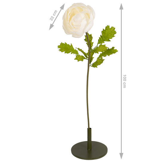 Ranunculus artificial D22xH100 cm ivory cu tulpina gigant L fara suport