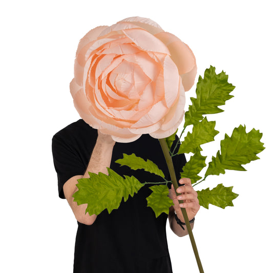 Ranunculus artificial D22xH100 cm piersica cu tulpina gigant L fara suport